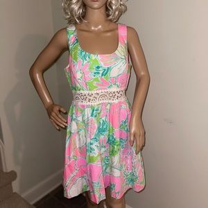 Lilly Pulitzer Swoop-necked Dress with Lace Cutouts